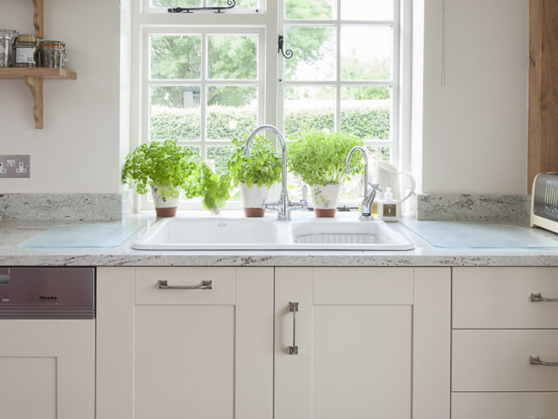 cottage kitchen window view