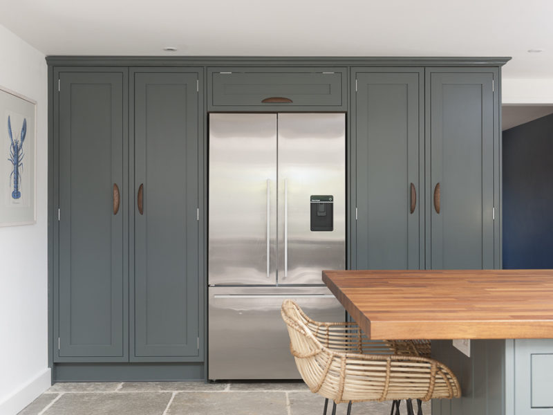 kitchen with american fridge and storage